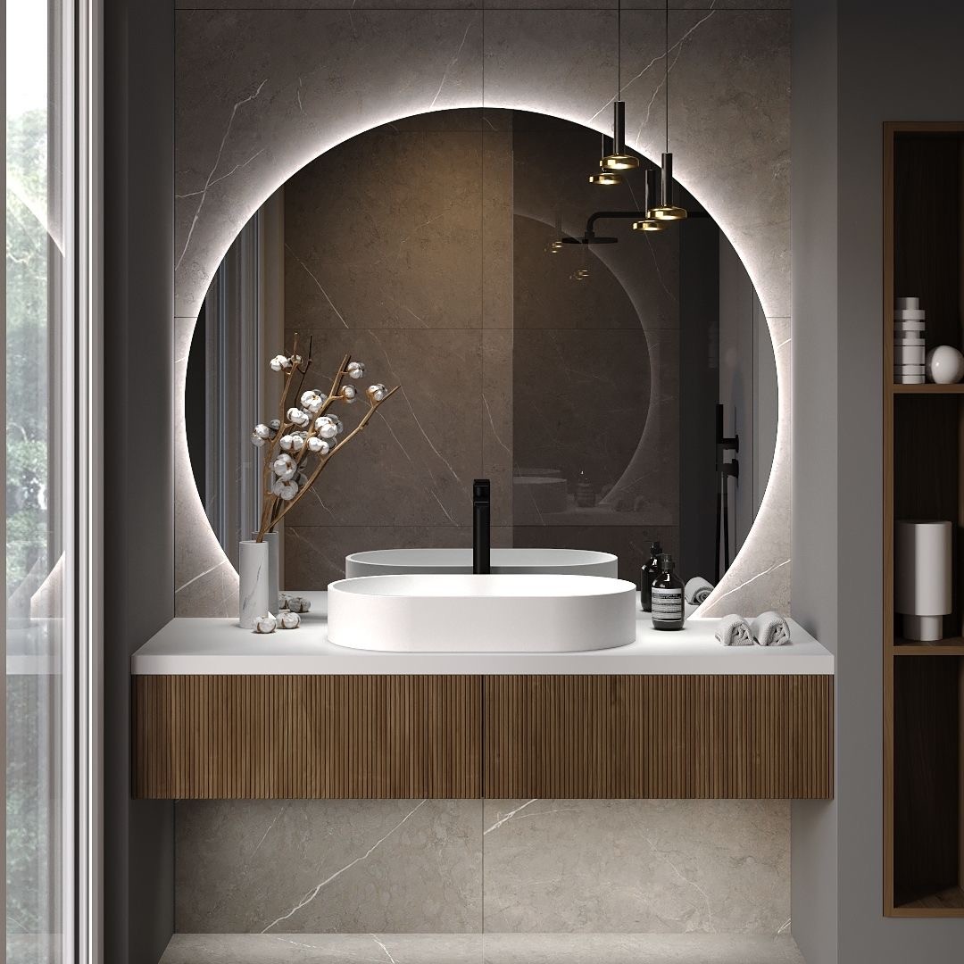 Miroir grand rond lumineux